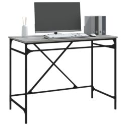 Skrivebord grå sonoma 100x50x75 cm konstruert tre og jern