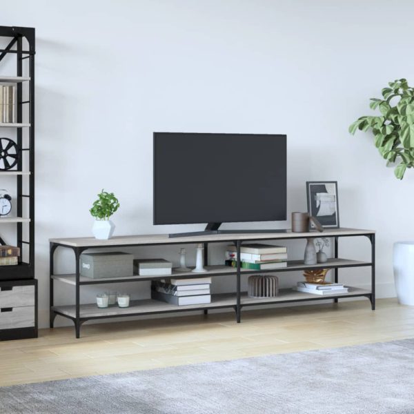 TV-benk grå sonoma 200x30x50 cm konstruert tre og metall