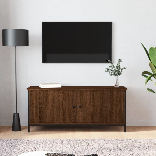 vidaXL TV-benk med dører brun eik 102x35x45 cm konstruert tre