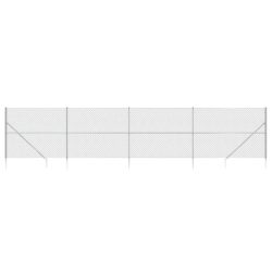 vidaXL Nettinggjerde med stolpespyd 1,8×10 m sølv