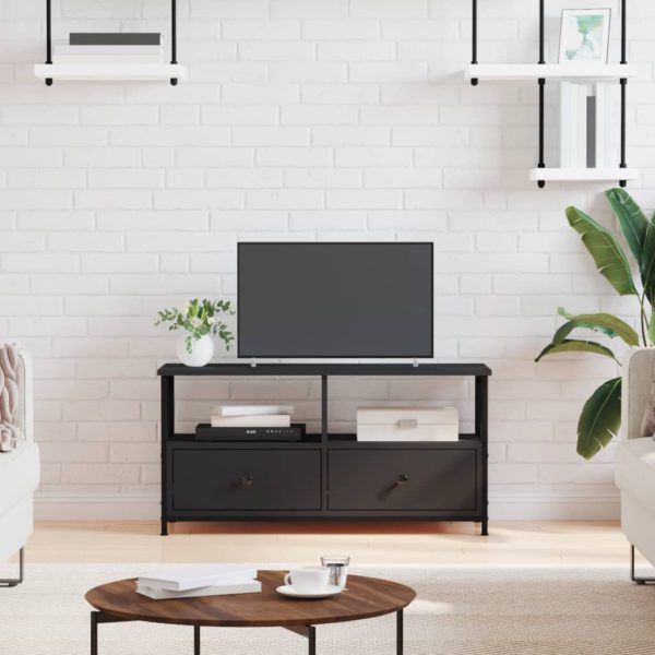 TV-benk svart 90x33x45 cm konstruert tre og jern
