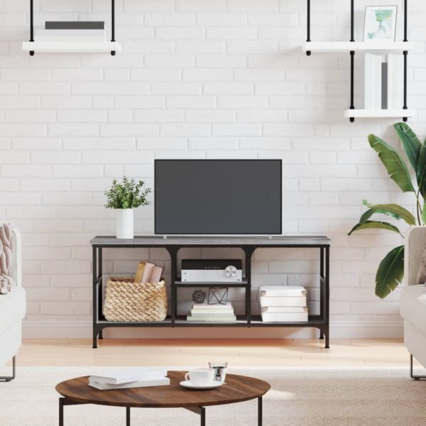 TV-benk grå sonoma 100x35x45 cm konstruert tre og jern