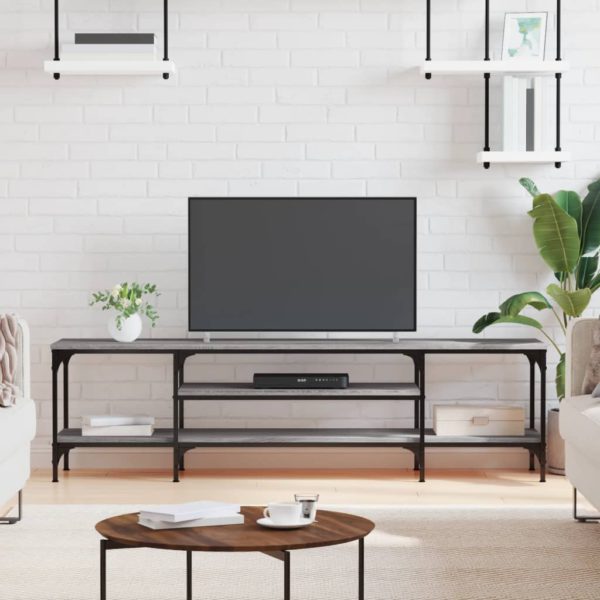 vidaXL TV-benk grå sonoma 161x35x45 cm konstruert tre og jern