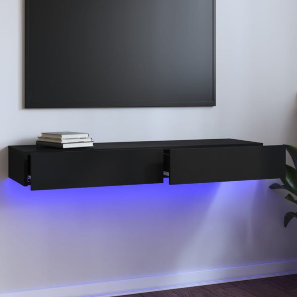 vidaXL TV-benk med LED-lys svart 120x35x15,5 cm