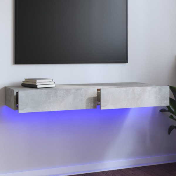 vidaXL TV-benk med LED-lys betonggrå 120x35x15,5 cm