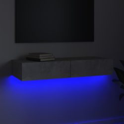 TV-benk med LED-lys betonggrå 90x35x15,5 cm