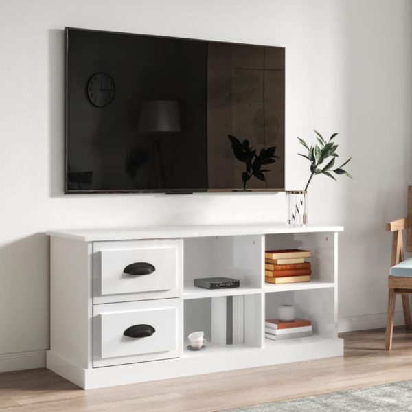 vidaXL TV-benk høyglans hvit 102×35,5×47,5 cm konstruert tre