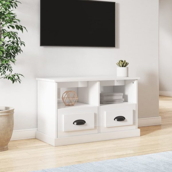 vidaXL TV-benk høyglans hvit 80x35x50 cm konstruert tre
