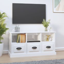 TV-benk høyglans hvit 100x35x50 cm konstruert tre