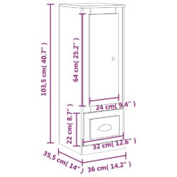 Highboard høyglans hvit 36×35,5×103,5 cm konstruert tre