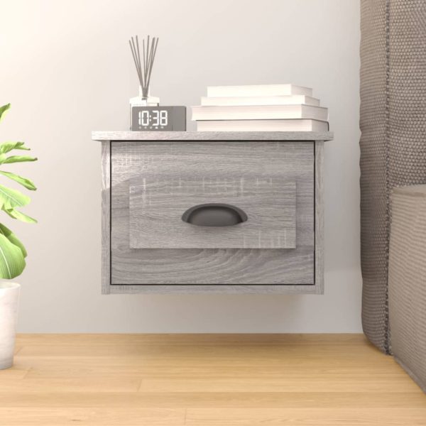 Veggmontert nattbord grå sonoma 41,5x36x28 cm