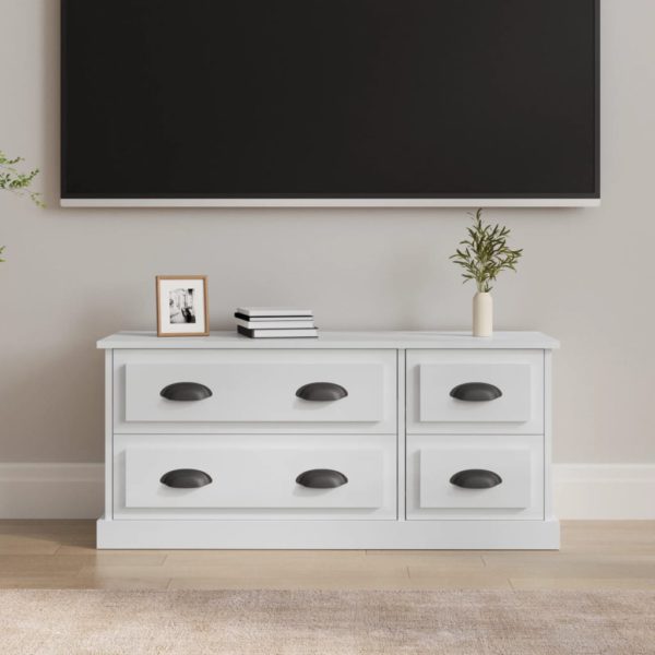 TV-benk høyglans hvit 100×35,5×45 cm konstruert tre