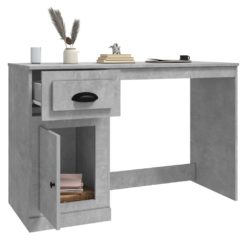 Skrivebord med skuff betonggrå 115x50x75 cm konstruert tre