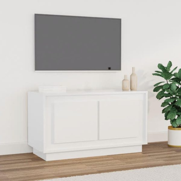 vidaXL TV-benk høyglans hvit 80x35x45 cm konstruert tre