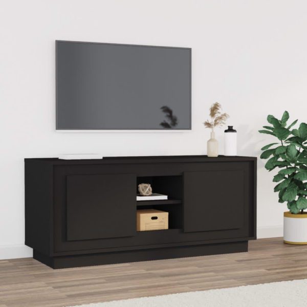 vidaXL TV-benk svart 102x35x45 cm konstruert tre