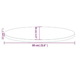 Bordplate hvit 60x30x2,5 cm heltre furu oval