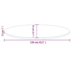 Bordplate hvit 110x55x2,5 cm heltre furu oval