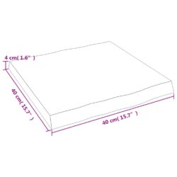 Bordplate 40x40x(2-4) cm ubehandlet heltre eik naturlig kant