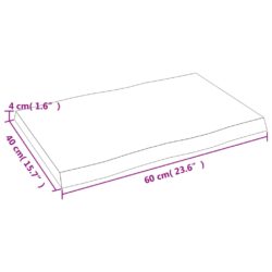 Bordplate 60x40x(2-4) cm ubehandlet heltre eik naturlig kant