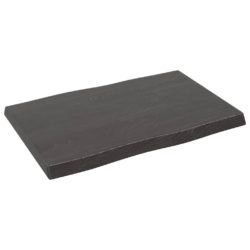 Bordplate mørkegrå 60x40x4cm behandlet heltre eik naturlig kant