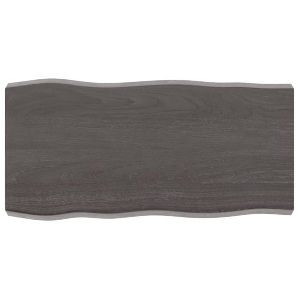 Bordplate mørkegrå 80x40x6cm behandlet heltre eik naturlig kant