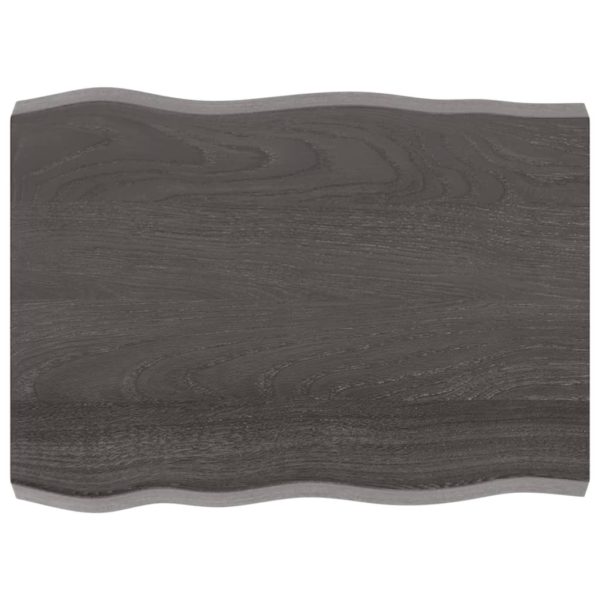 Bordplate mørkegrå 80x60x6cm behandlet heltre eik naturlig kant