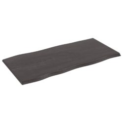 Bordplate mørkegrå 100x50x2 cm behandlet eik naturlig kant