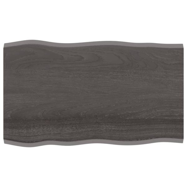 Bordplate mørkegrå 100x60x2 cm behandlet eik naturlig kant