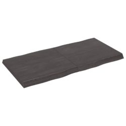 Bordplate mørkegrå 120x60x6 cm behandlet eik naturlig kant