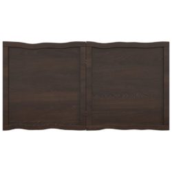 Bordplate mørkegrå 120x60x6 cm behandlet eik naturlig kant
