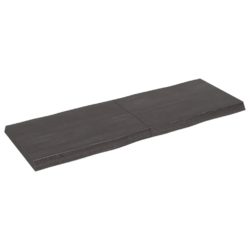 Bordplate mørkegrå 140x50x6 cm behandlet eik naturlig kant