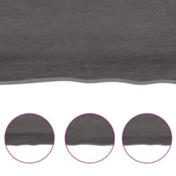 Bordplate mørkegrå 160x50x4 cm behandlet eik naturlig kant