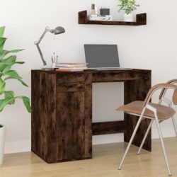 Skrivebord med skap røkt eik konstruert tre