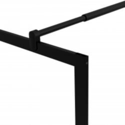 Dusjvegg med hylle svart 100×195 cm ESG-glass og aluminium