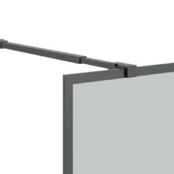 Dusjvegg med hylle svart 100×195 cm ESG-glass og aluminium