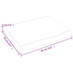 vidaXL Benkeplate til bad lysebrun 60x50x6 cm behandlet heltre