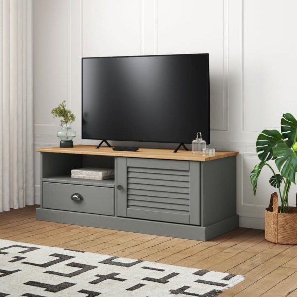 vidaXL TV-benk VIGO grå 106x40x40 cm heltre furu
