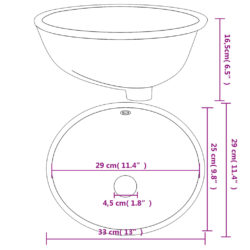Baderomsvask hvit 33x29x16,5 cm oval keramikk