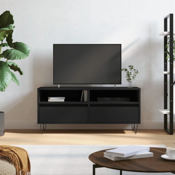 TV-benk svart 100×34,5×44,5 cm konstruert tre