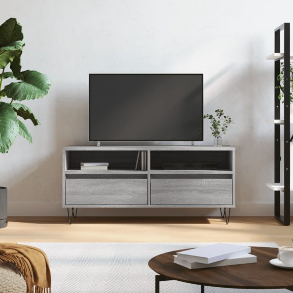 TV-benk grå sonoma 100×34,5×44,5 cm konstruert tre