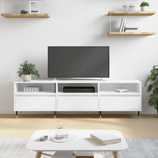 vidaXL TV-benk hvit 150x30x44,5 cm konstruert tre