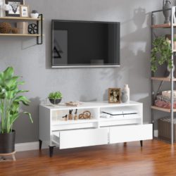 TV-benk høyglans hvit 100×34,5×44,5 cm konstruert tre