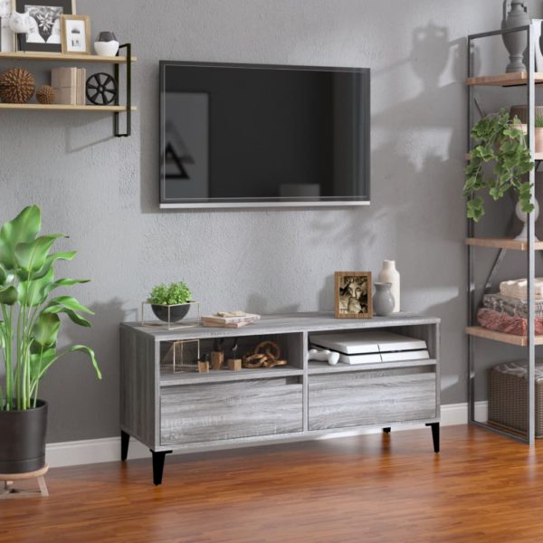 TV-benk grå sonoma 100×34,5×44,5 cm konstruert tre