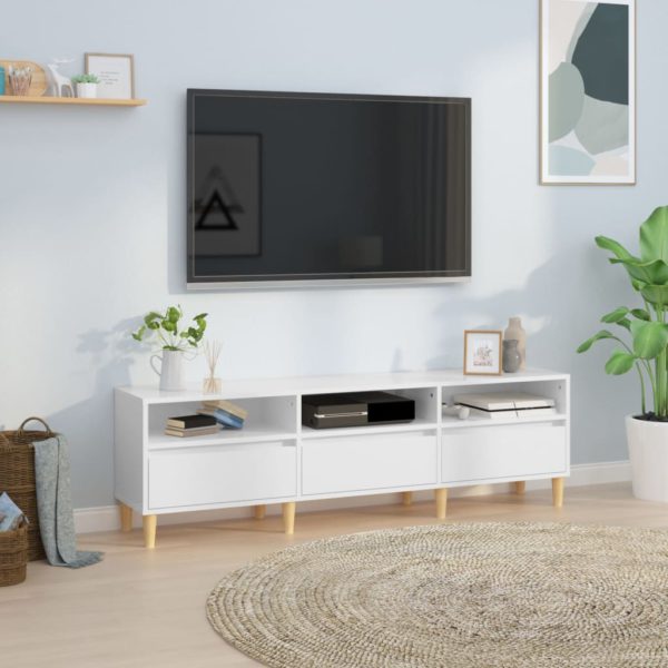 vidaXL TV-benk høyglans hvit 150x30x44,5 cm konstruert tre