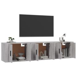Vegghengte TV-benker 3 stk grå sonoma 57×34,5×40 cm