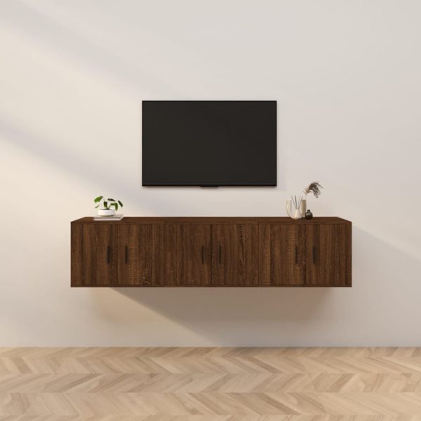 vidaXL Vegghengte TV-benker 3 stk brun eik 57×34,5×40 cm