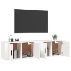 Vegghengte TV-benker 2 stk hvit 80×34,5×40 cm