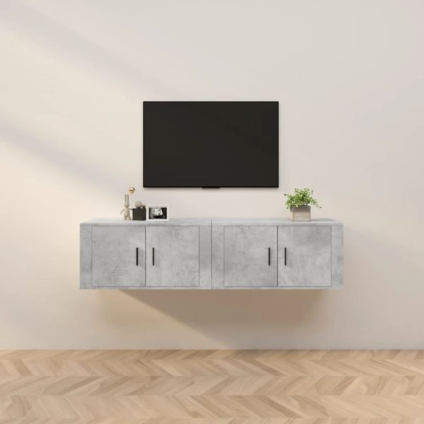 vidaXL Vegghengte TV-benker 2 stk betonggrå 80×34,5×40 cm