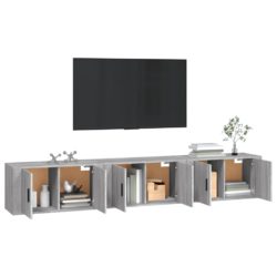 Vegghengte TV-benker 3 stk grå sonoma 80×34,5×40 cm