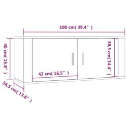 Vegghengte TV-benker 2 stk høyglans hvit 100×34,5×40 cm